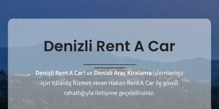 Denizli'de Hakan Rent A Car Güvencesi