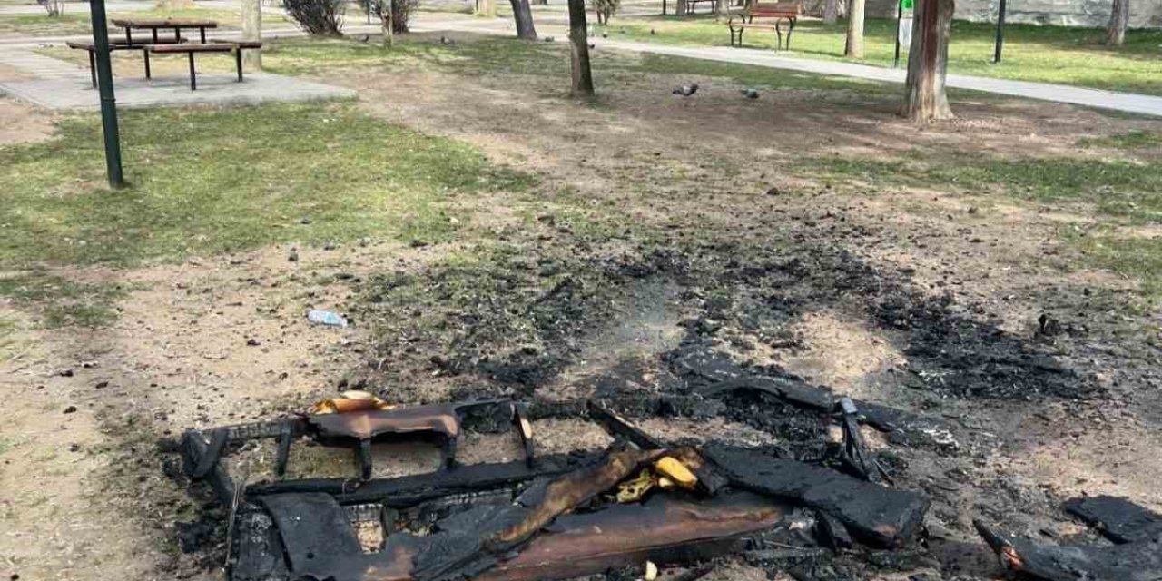 Parkın İçinde Yakılan Koltuk Kötü Görüntüler Oluşturdu