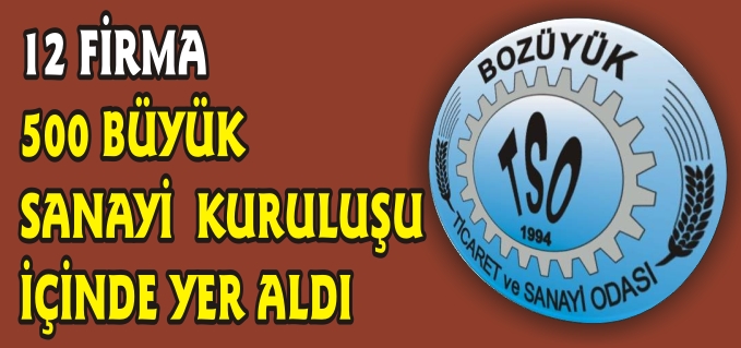 BOZÜYÜK TSO’YA KAYITLI 12 FİRMA 500 BÜYÜK SANAYİ KURULUŞU İÇERİSİNDE YER ALDI