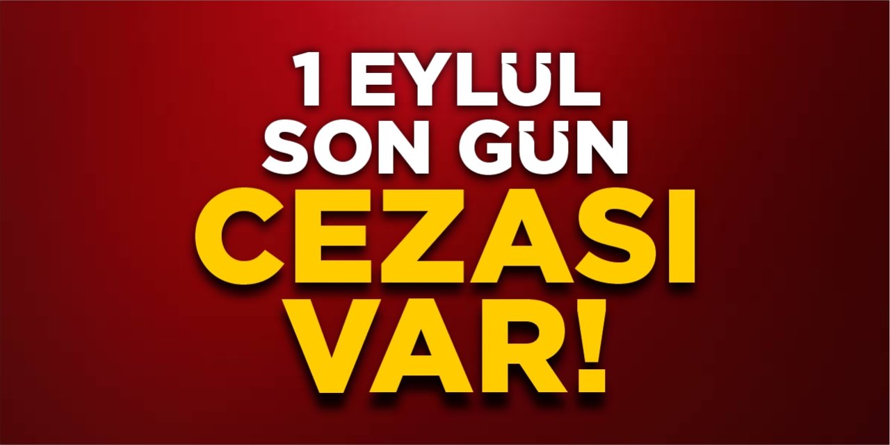 1 Eylül son! Cezası var!