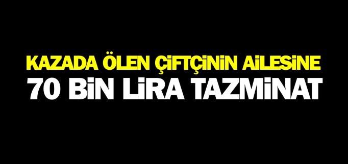 KAZADA ÖLEN ÇİFTÇİNİN AİLESİNE 70 BİN LİRA TAZMİNAT