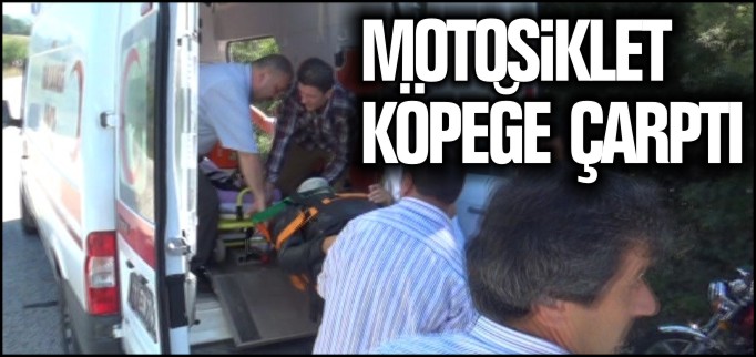 MOTOSİKLET KÖPEĞE ÇARPTI
