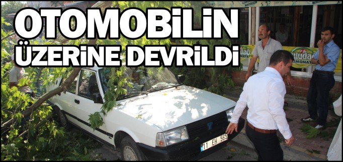 OTOMOBİLİN ÜZERİNE DEVRİLDİ