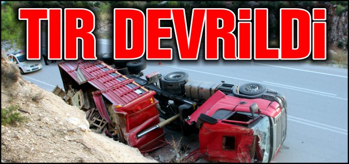 PALET YÜKLÜ TIR DEVRİLDİ