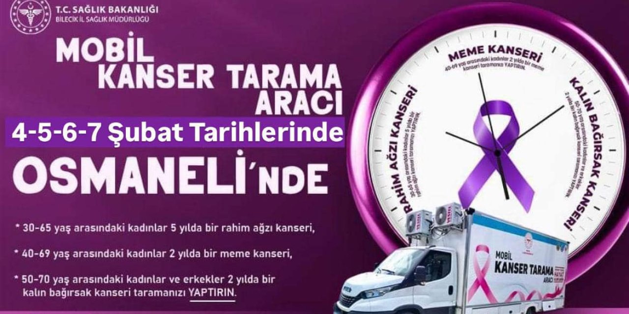 Osmaneli'nde Kanser Taraması Yapılacak