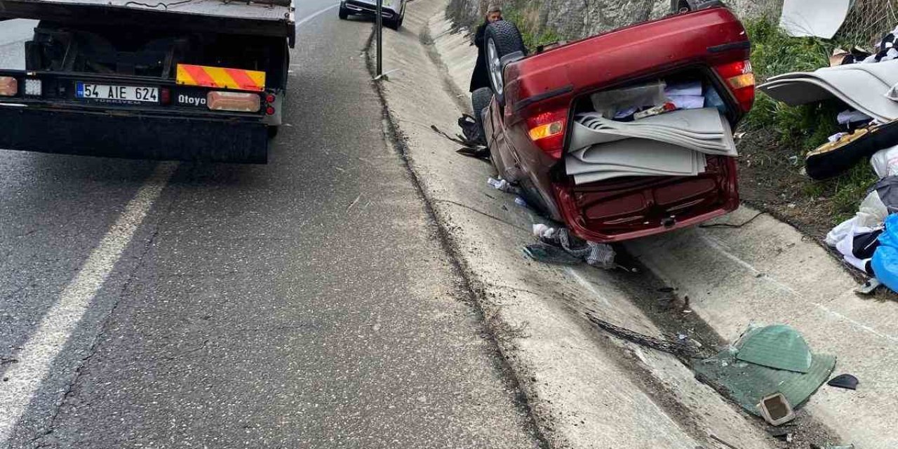 Takla Atan Otomobilden Yara Almadan Kurtuldu