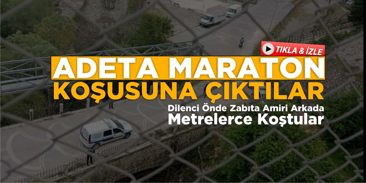 Dilenci Önde Zabıta Amiri Arkada Adeta Maraton Koşusuna Çıktılar