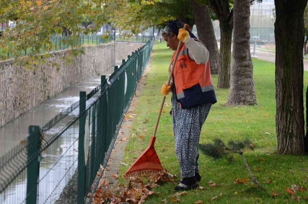 Bozüyük’te yeşil alanlarda sonbahar temizliği