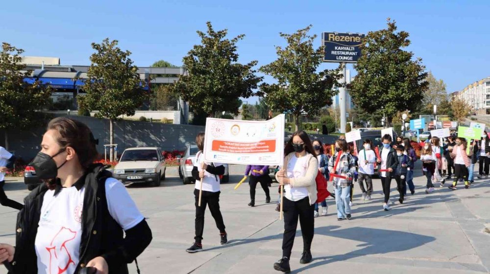 Minik öğrenciler sokak hayvanları için sokakta yürüyüp mama dağıttı