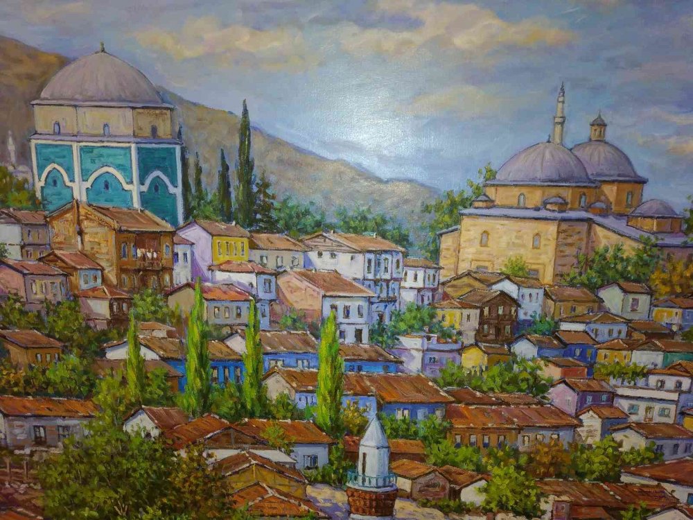 Balaban ressamın hemşehrisi 50 yıldır cumbalı evleri tuvale taşıyor