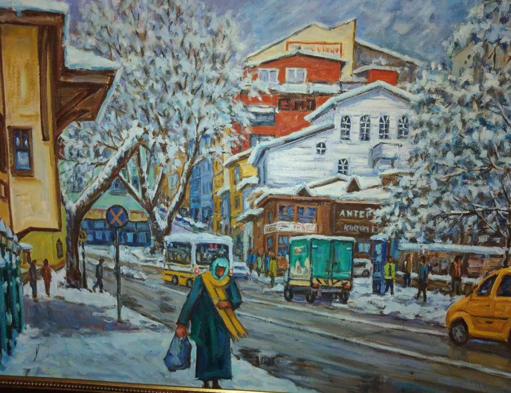 Balaban ressamın hemşehrisi 50 yıldır cumbalı evleri tuvale taşıyor