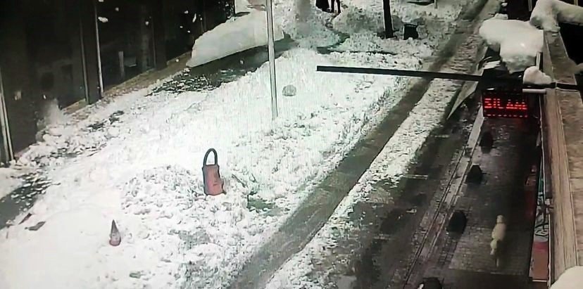 Apartmanın çatısından düşen kar kütlesi faciaya yol açıyordu