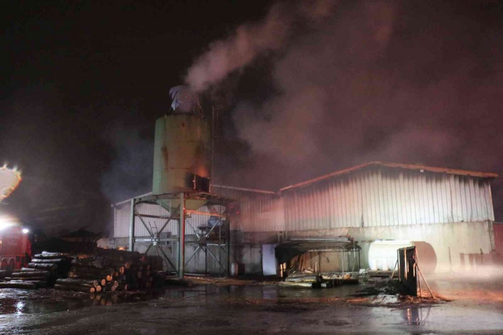 Kereste fabrikası alev alev yandı