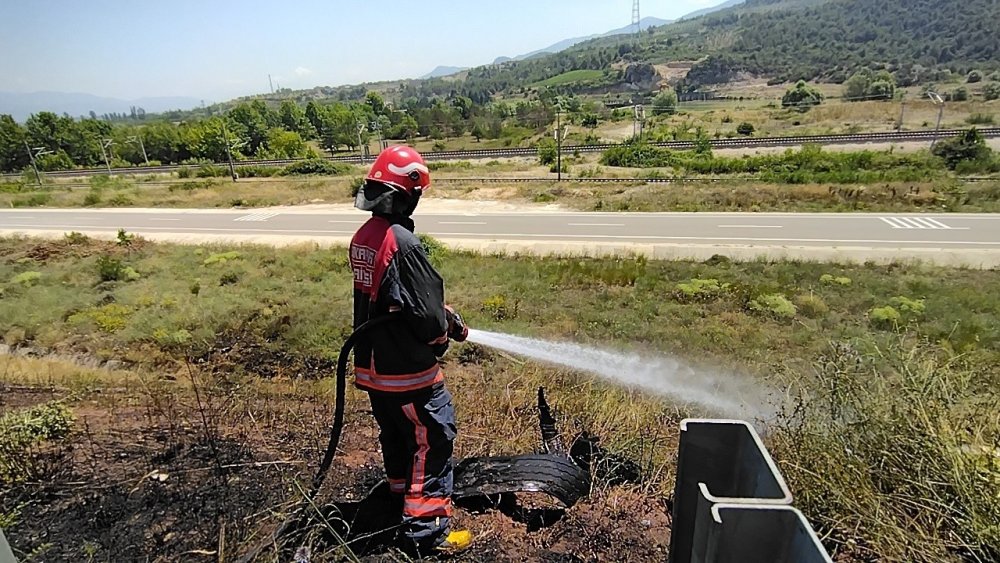 ttır alev aldı, sürücü son anda kurtuldu