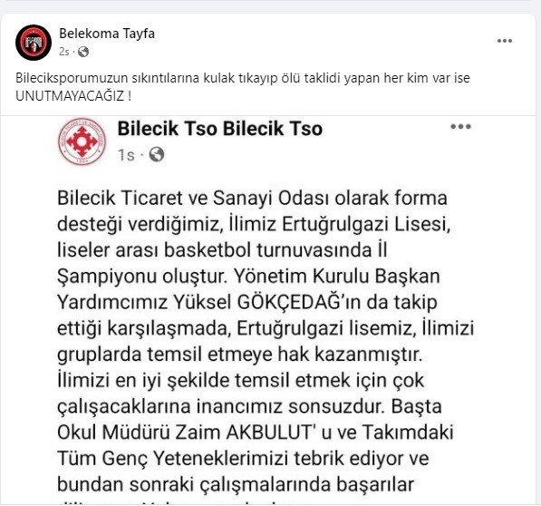 Belekoma Tayfa'dan TSO’ya tepki