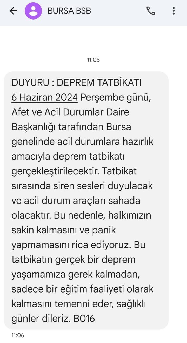Flaş Deprem Tatbikatı Uyarısı