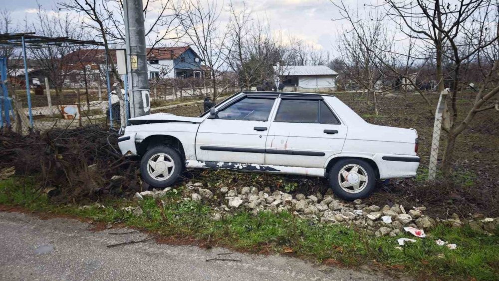 Kontrolden Çıkan Otomobil Direğe Çarptı: 2 Yaralı