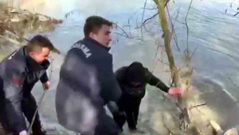 Nehre Atlayan Kadını Jandarma Ekibi Ağaç Dalıyla İşte Böyle Kurtardı