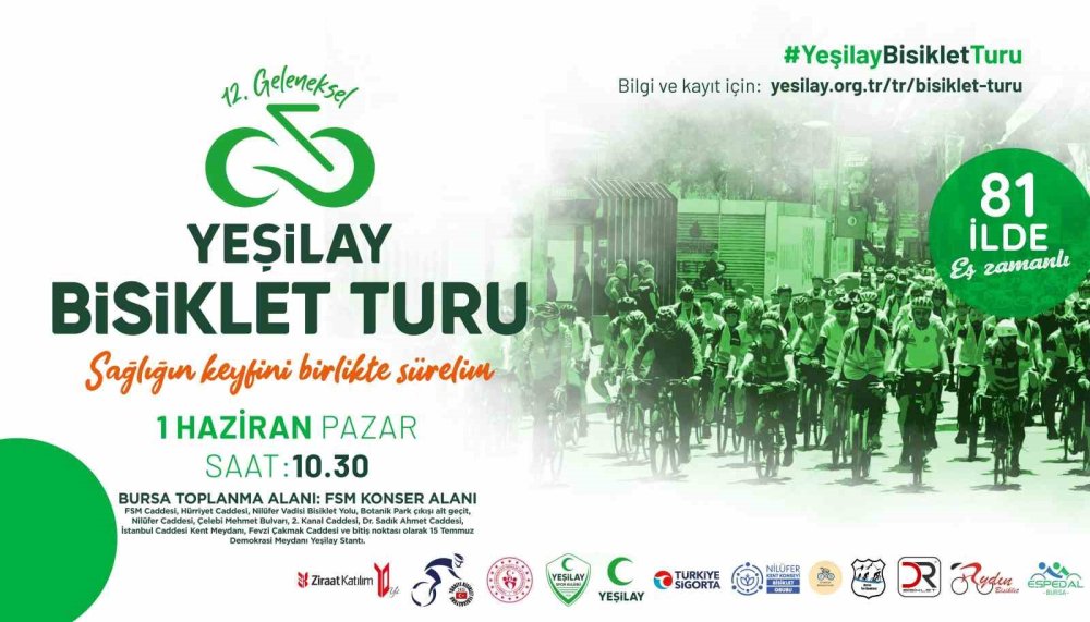 12. Geleneksel Yeşilay Bisiklet Turu Bu Pazar Yapılacak