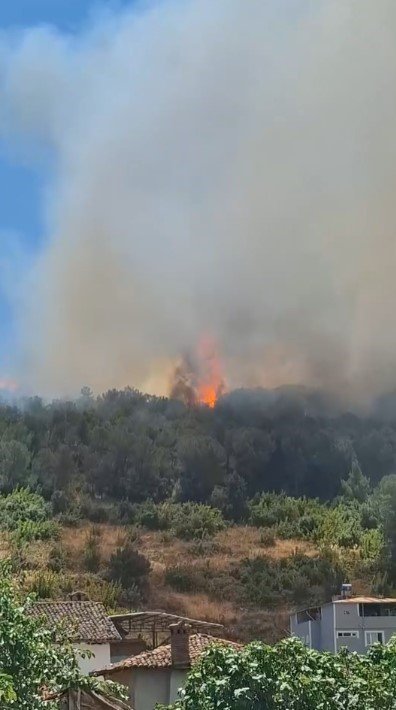 Orman Yangını Köydeki Evlere Sıçradı...Büyük Panik Yaşandı