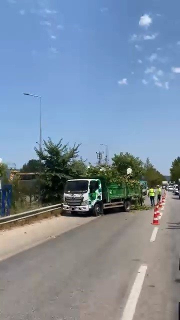 Kontrolden Çıkan Tır Devrildi