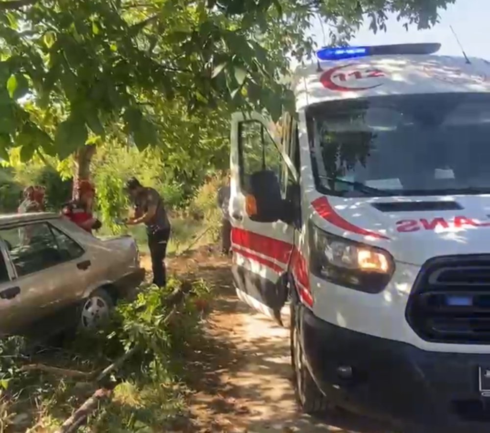 Kontrolden Çıkan Araç Ağaca Çarptı
