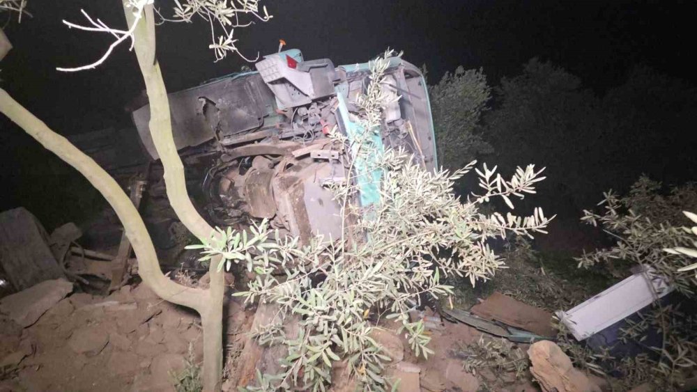 Biber Yüklü Kamyon Zeytinliğe Uçtu: 1 Yaralı