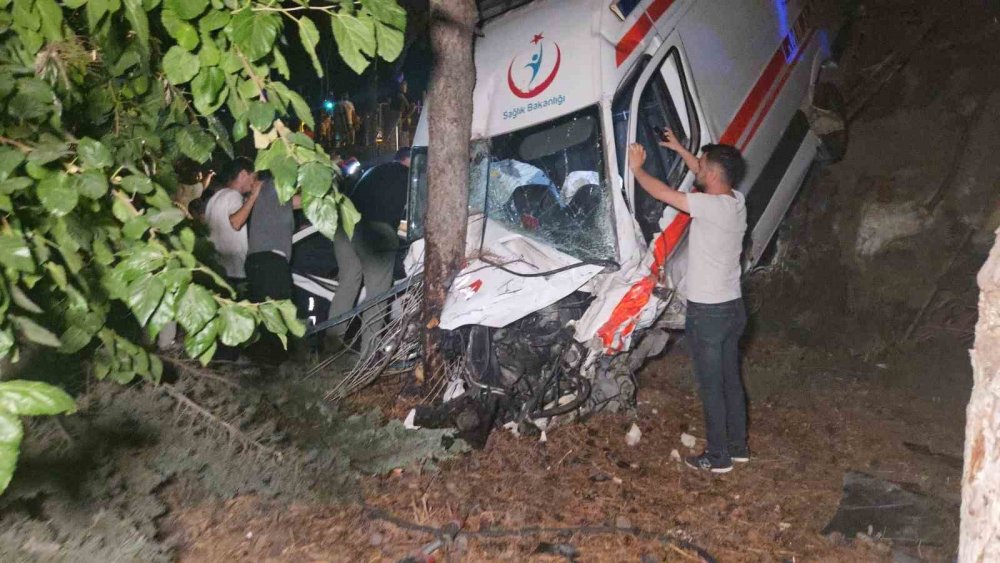 Kamyonetin Çarptığı Ambulans Bahçeye Uçtu 5 Kişi Yaralandı