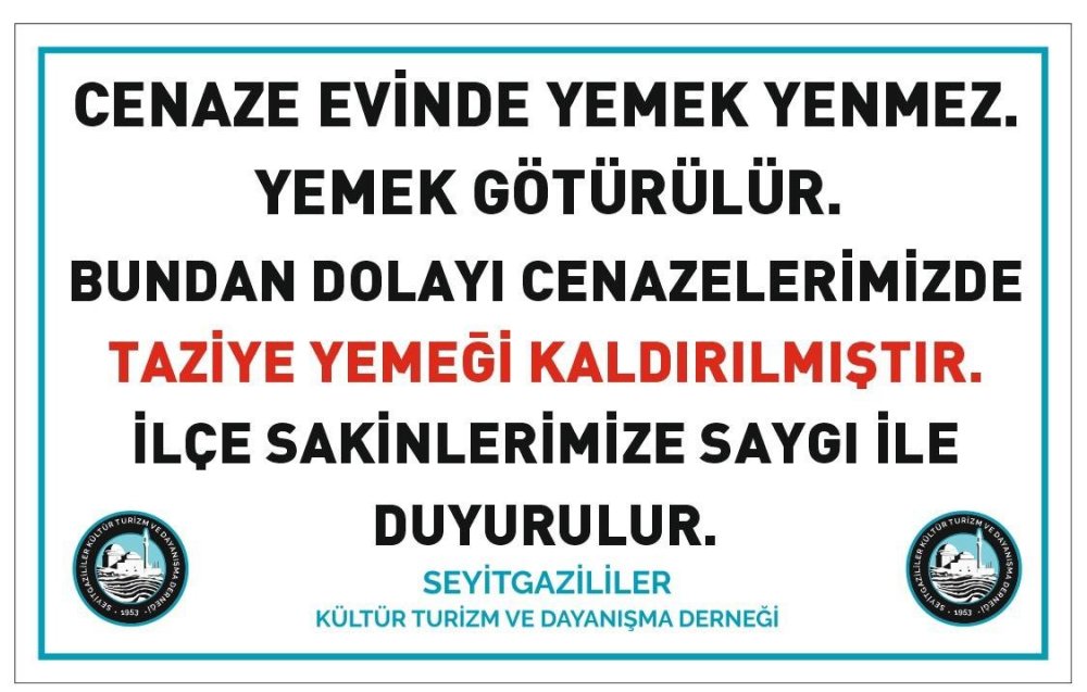 İlçede Taziye Yemeği Kaldırıldı