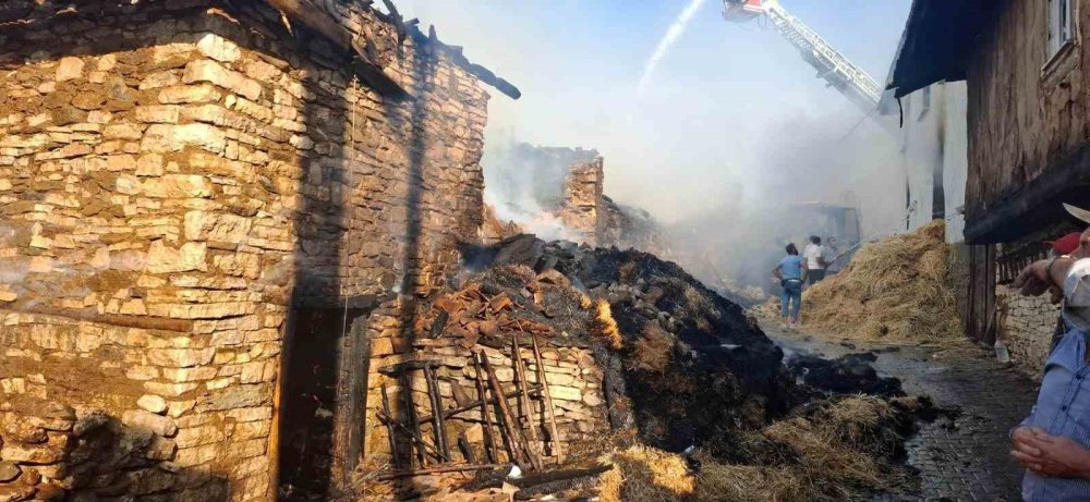 Köyde Çıkan Yangında 4 Ev Hasar Gördü