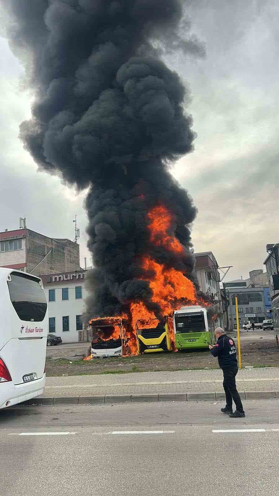 Park Halindeki Otobüsler Yandı
