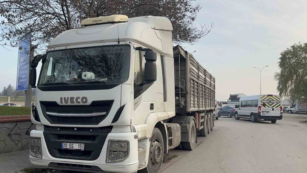 Damperi Açık Tır Pts Direğini Devirdi, Facia Kıl Payı Atlatıldı