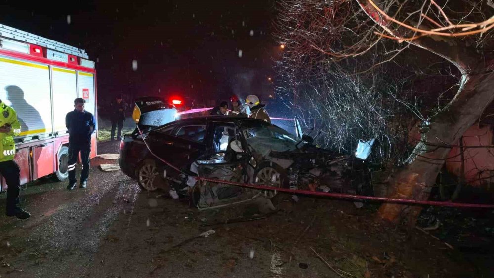 Kontrolden Çıkan Araç Ağaca Çarptı! 2 Kişi Öldü 2 Kişi Yaralandı